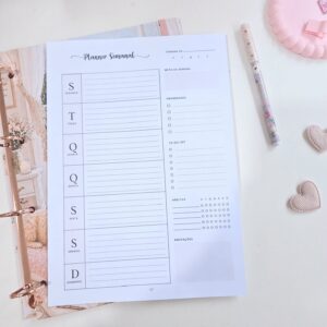 Refil Planner Semanal A4 Minimalista